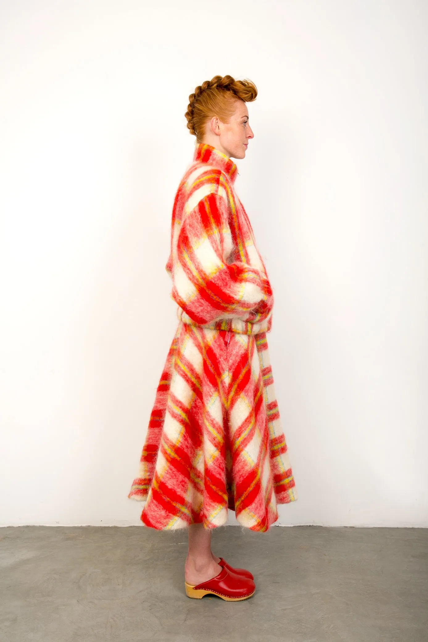 red tartan mohair bomber jacket sold by The Tweed Project product image thumbnail 3