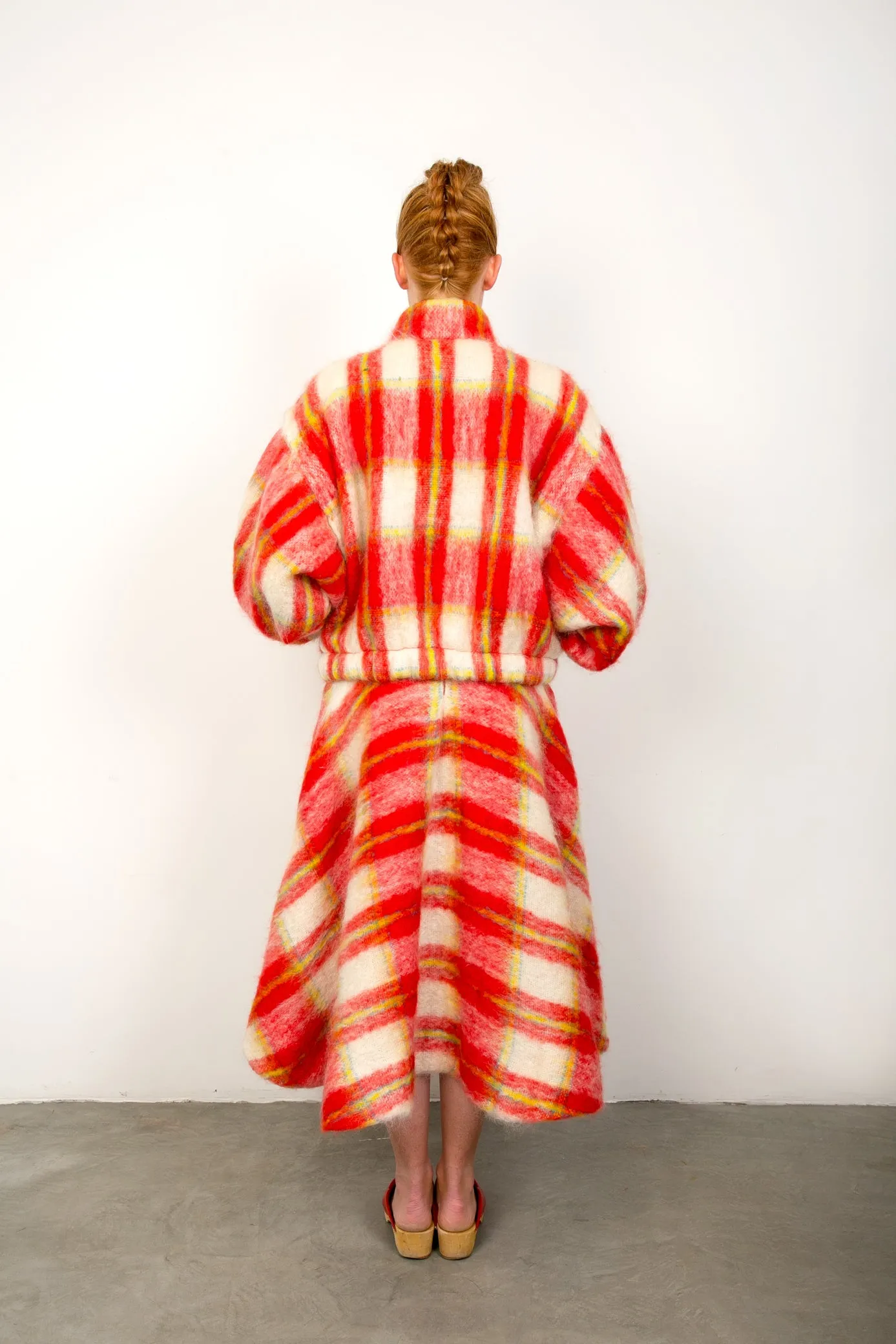 red tartan mohair bomber jacket sold by The Tweed Project product image thumbnail 4