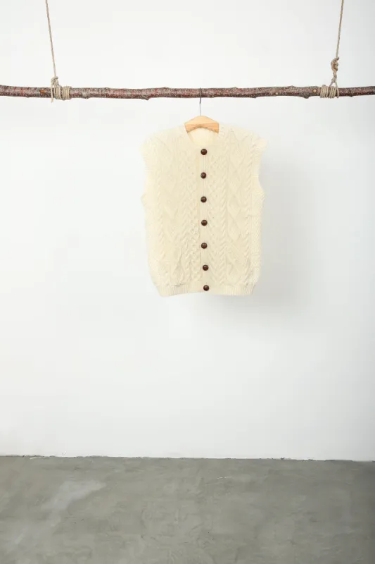 Wool sleeveless cardigan sold by The Tweed Project