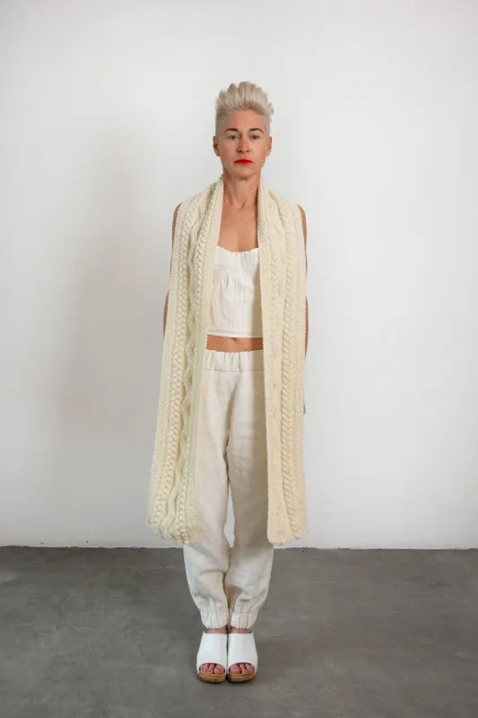 Hand Knit Aran Scarf sold by The Tweed Project