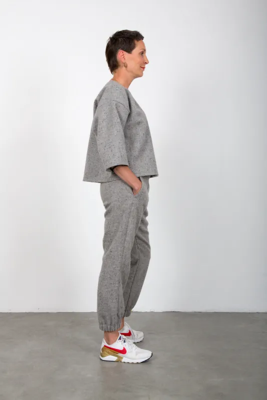 Grey tracksuit pants sold by The Tweed Project