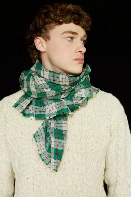 The STABLE Irish Linen Scarf - Green Check sold by Stable of Ireland product image thumbnail 2