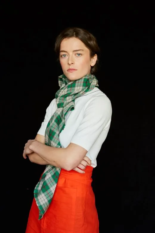 The STABLE Irish Linen Scarf - Green Check sold by Stable of Ireland