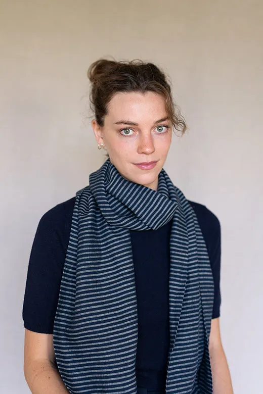 The STABLE Irish Linen Scarf - Navy Stripe sold by Stable of Ireland product image thumbnail 2