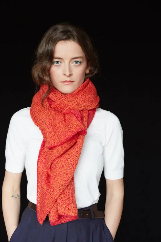 Orange and Pink Knit Lace Alpaca Scarf sold by Stable of Ireland