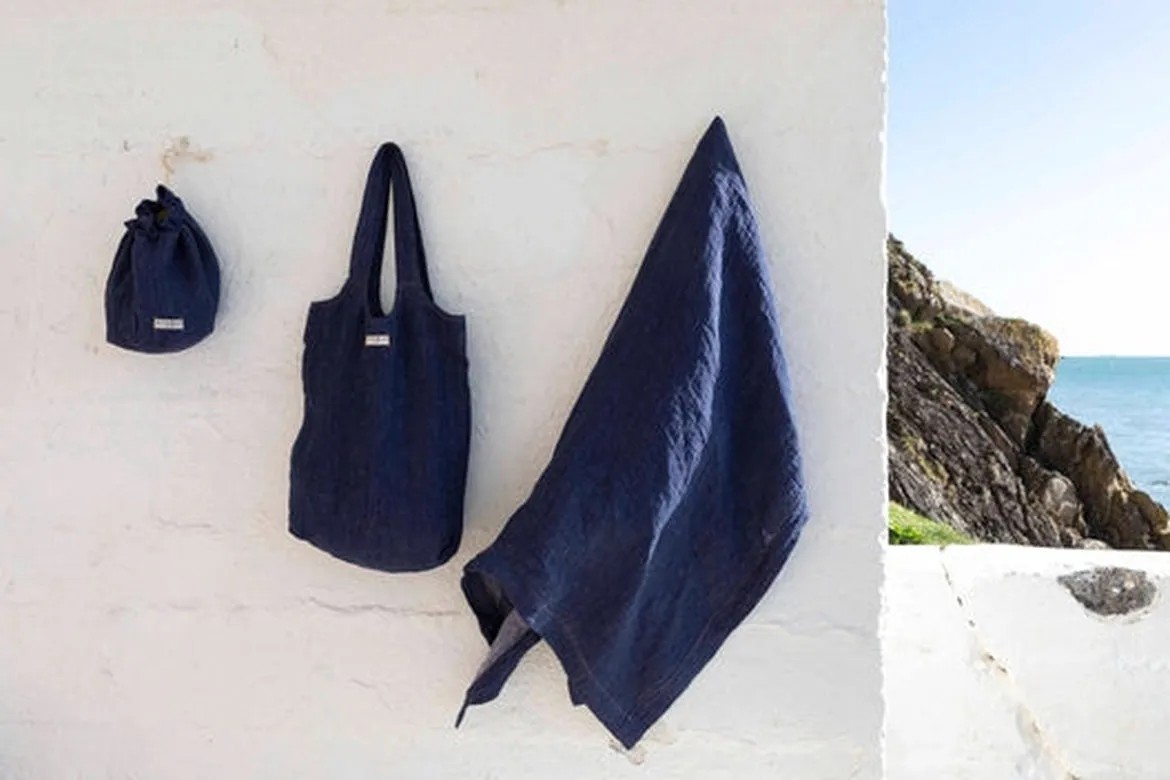 Navy Swim Linen Tote sold by Stable of Ireland product image thumbnail 4
