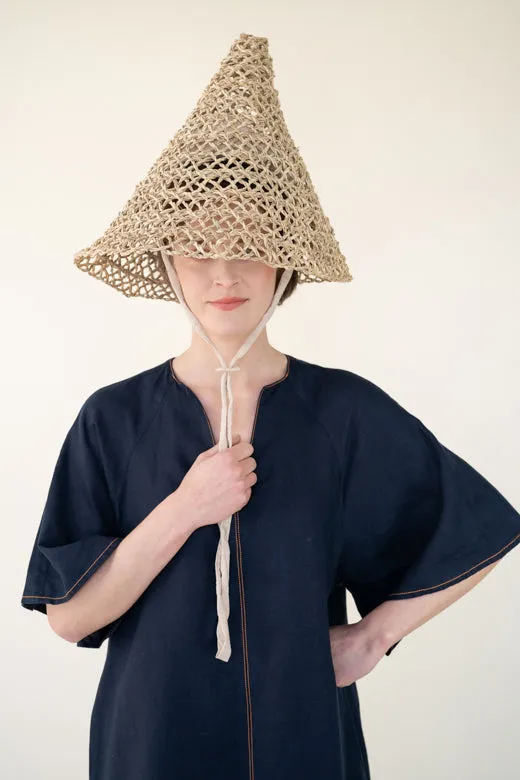 Navy Blue Irish Linen Kaftan Dress sold by Stable of Ireland product image thumbnail 3
