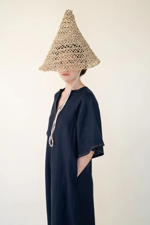 Navy Blue Irish Linen Kaftan Dress sold by Stable of Ireland product image thumbnail 4