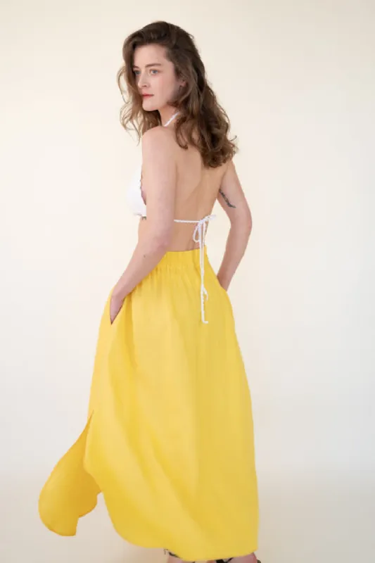 Irish Linen Skirt in Sun Yellow sold by Stable of Ireland