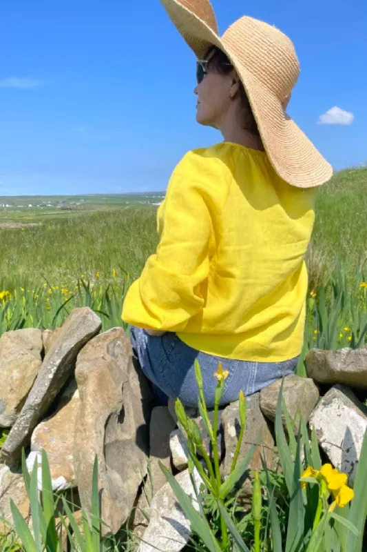Irish Linen Top in Sun Yellow sold by Stable of Ireland