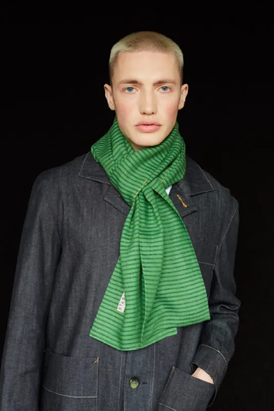 The STABLE Irish Linen Scarf - Green Stripe sold by Stable of Ireland