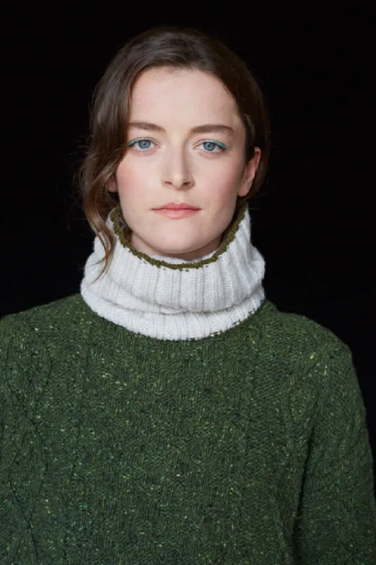 Light Grey Plain Knit Merino Snug with Olive Green Trim sold by Stable of Ireland