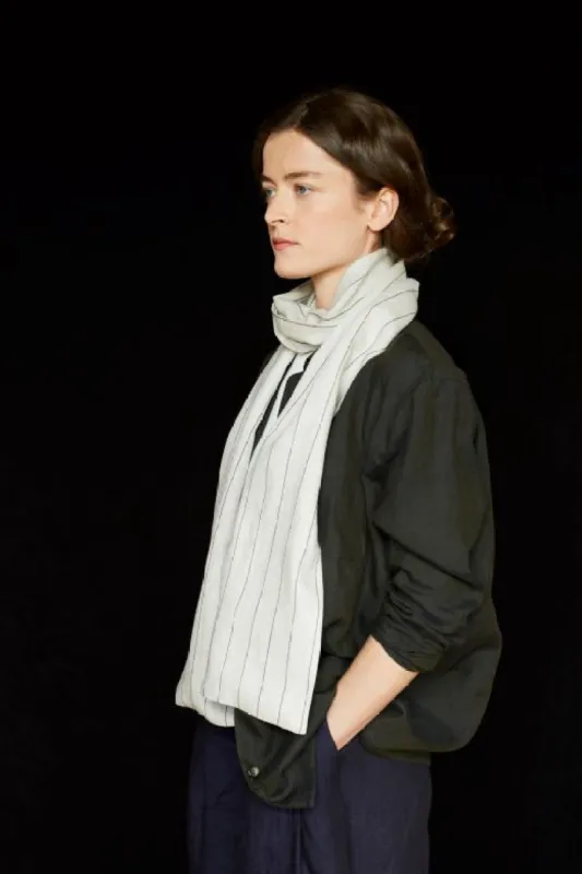 The STABLE Irish Linen Scarf - Natural Stripe sold by Stable of Ireland