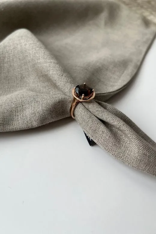 The Wicklow Bog Smokey Topaz Rose Gold Halo Ring sold by Stable of Ireland