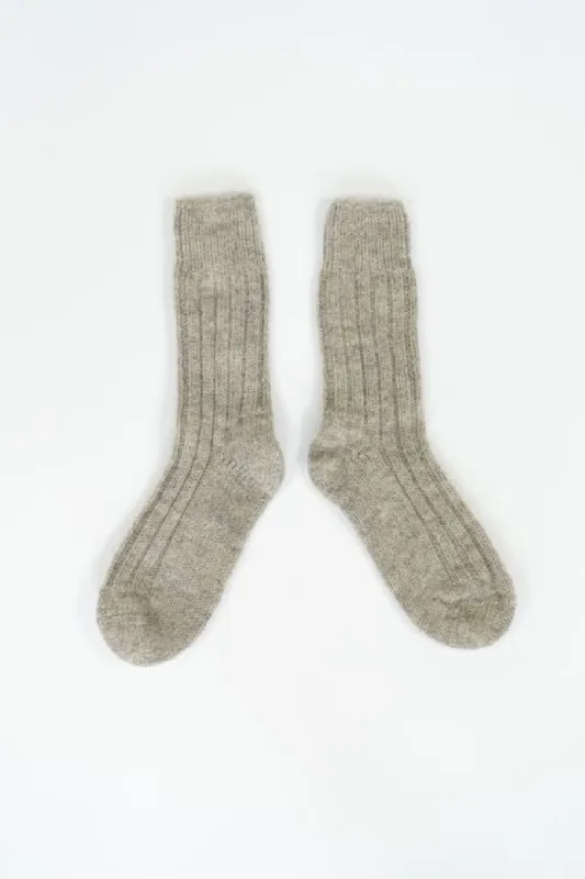 Thick Wool Socks in Oatmeal grey sold by Stable of Ireland