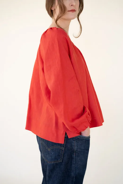 Irish Linen Top in Coral Red sold by Stable of Ireland product image thumbnail 4
