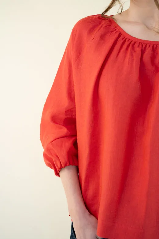 Irish Linen Top in Coral Red sold by Stable of Ireland product image thumbnail 2
