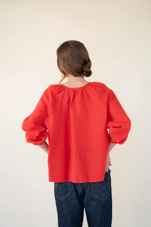 Irish Linen Top in Coral Red sold by Stable of Ireland product image thumbnail 3