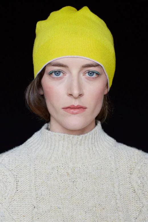 Yellow Trim Cashmere Beanie sold by Stable of Ireland