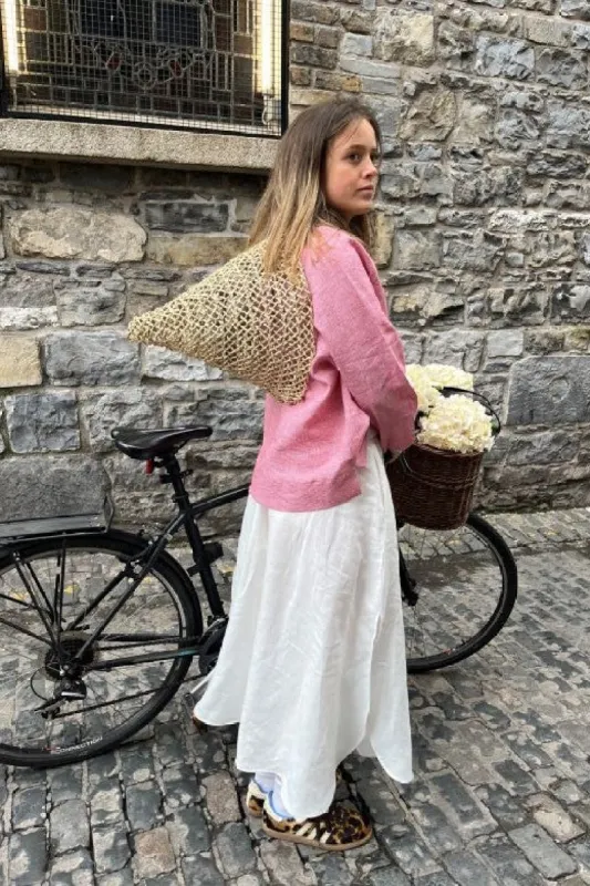 Irish Linen Skirt in White sold by Stable of Ireland