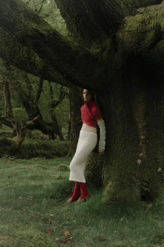 Alpaca Knitted Tube Skirt in Cream sold by Stable of Ireland