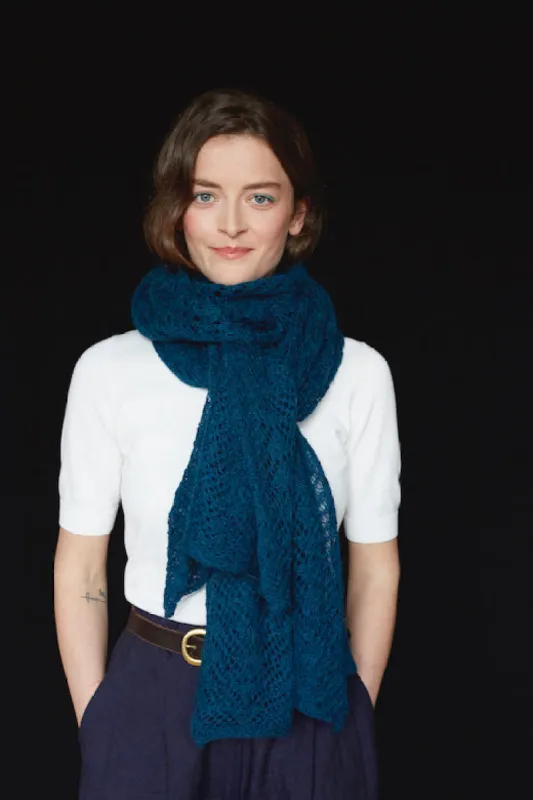 Teal Knit Lace Alpaca Scarf sold by Stable of Ireland