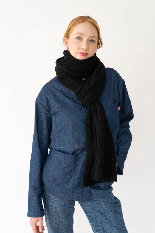 Large Black Knit Lace Alpaca Scarf sold by Stable of Ireland product image thumbnail 3