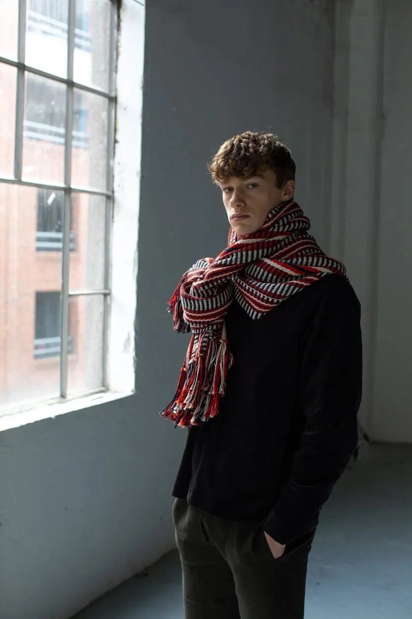 Red & Blue Long Island Crios Large Scarf sold by Stable of Ireland product image thumbnail 5