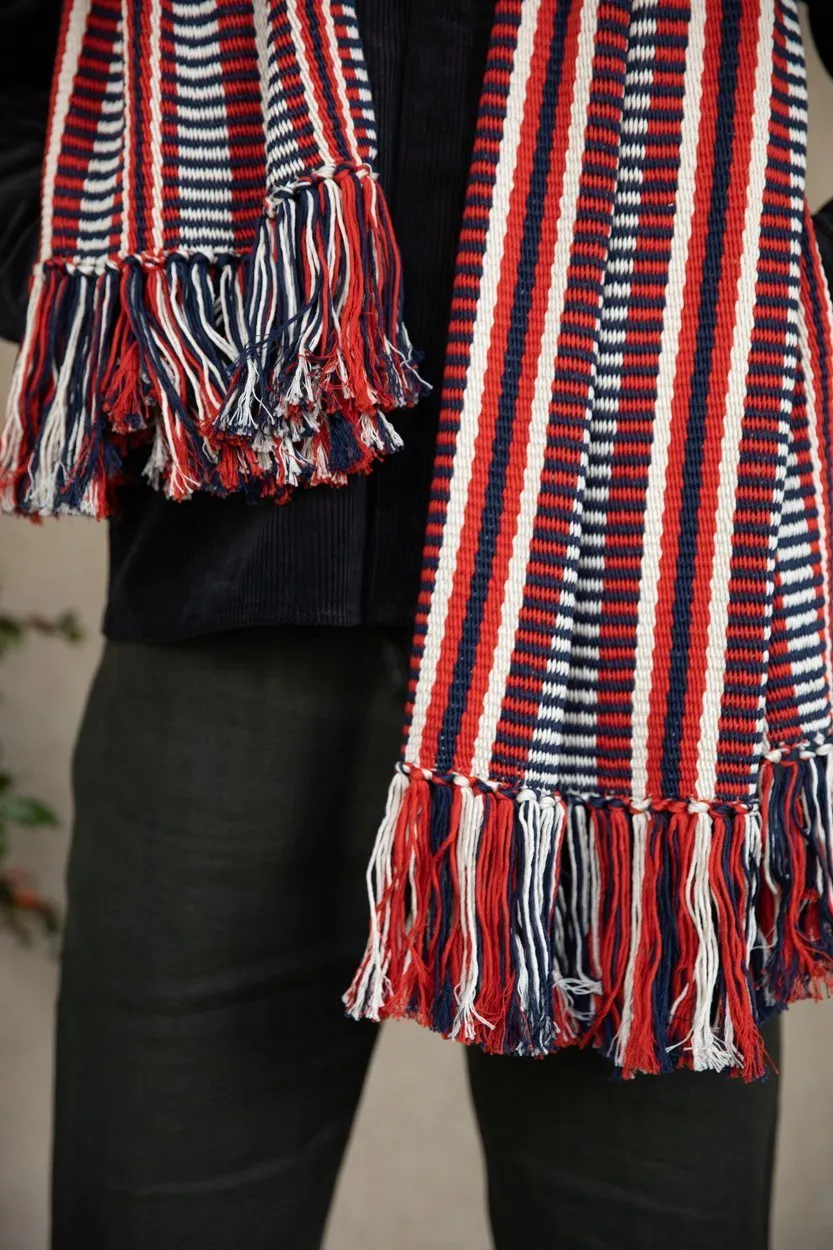 Red & Blue Long Island Crios Large Scarf sold by Stable of Ireland product image thumbnail 4