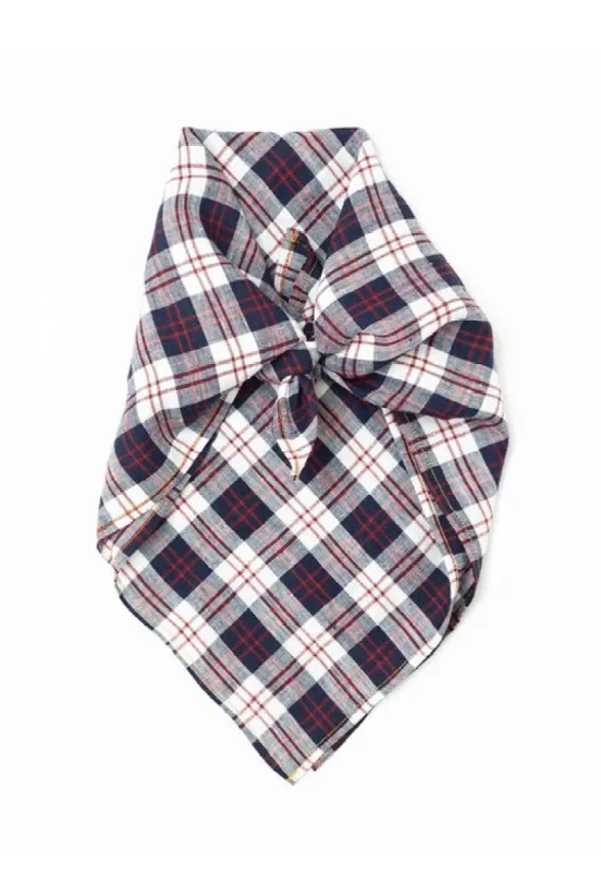 Navy Check Polly Headscarf/Neck Scarf sold by Stable of Ireland