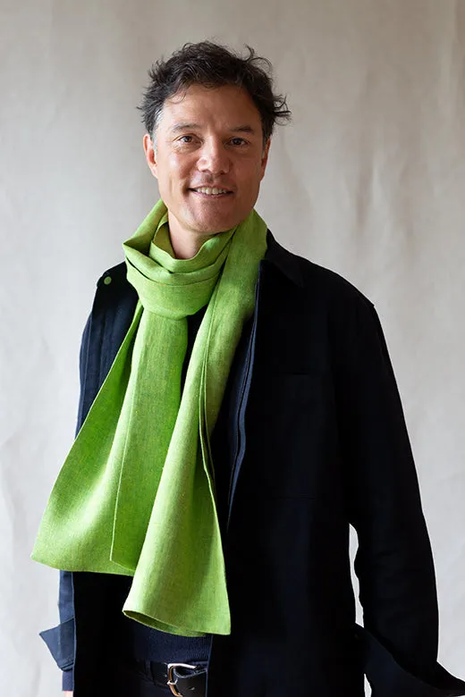 The STABLE Irish Linen Scarf - Quince Green Herringbone sold by Stable of Ireland product image thumbnail 5