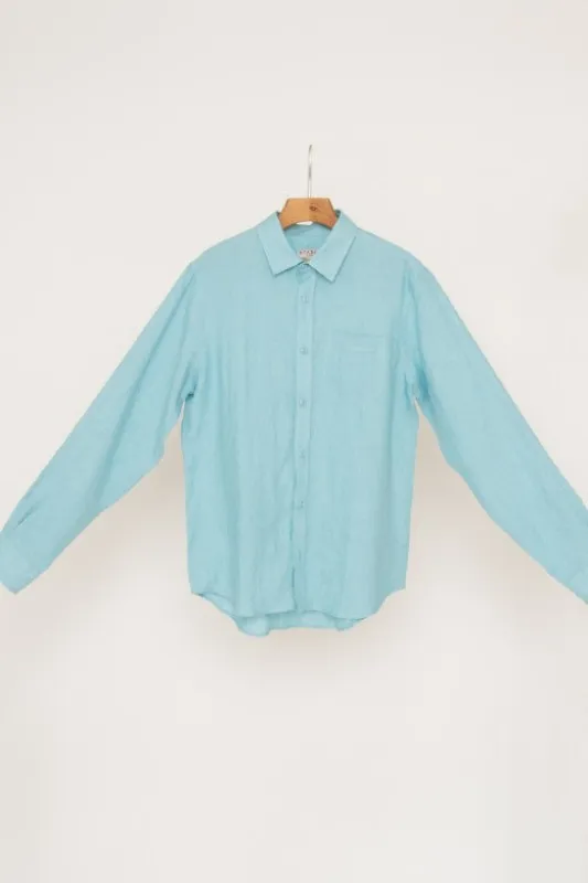 Turquoise Blue Irish Linen Shirt sold by Stable of Ireland