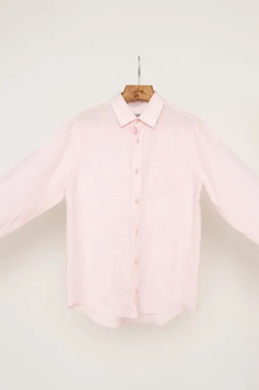 Dusty Pink Irish Linen Shirt sold by Stable of Ireland