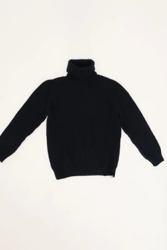 Navy fishermans Polo Neck Jumper sold by Stable of Ireland