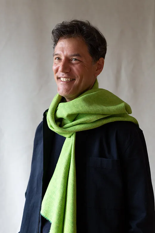The STABLE Irish Linen Scarf - Quince Green Herringbone sold by Stable of Ireland product image thumbnail 3