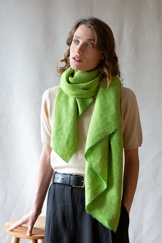 The STABLE Irish Linen Scarf - Quince Green Herringbone sold by Stable of Ireland product image thumbnail 2