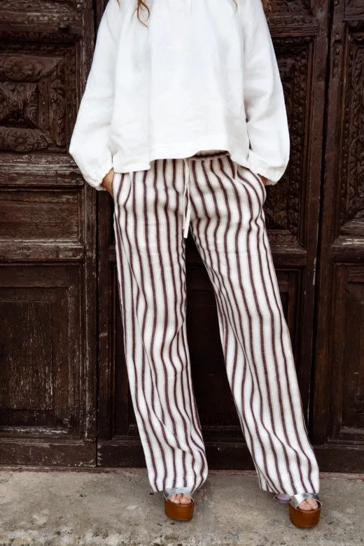 Stripe Irish Linen Drawstring Trouser sold by Stable of Ireland product image thumbnail 3