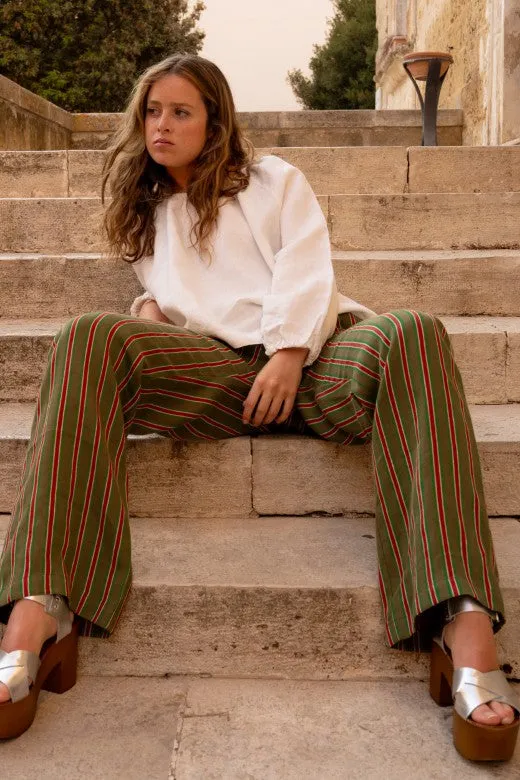 Stripe Irish Linen Drawstring Trouser sold by Stable of Ireland product image thumbnail 2