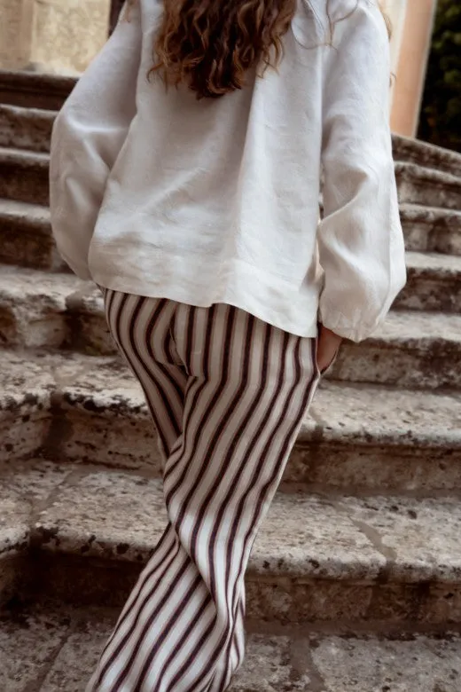 Stripe Irish Linen Drawstring Trouser sold by Stable of Ireland product image thumbnail 5