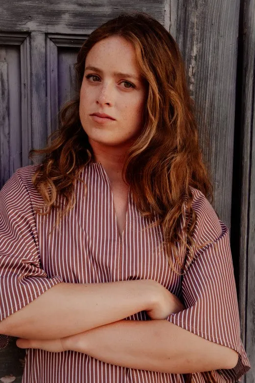 Brown Cotton Pinstripe Kaftan Dress sold by Stable of Ireland product image thumbnail 2