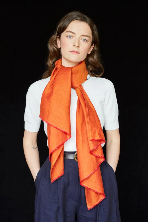 The STABLE Irish Linen Scarf - Orange Herringbone sold by Stable of Ireland product image thumbnail 3