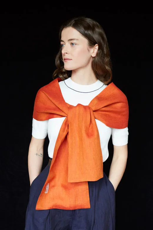 The STABLE Irish Linen Scarf - Orange Herringbone sold by Stable of Ireland product image thumbnail 4