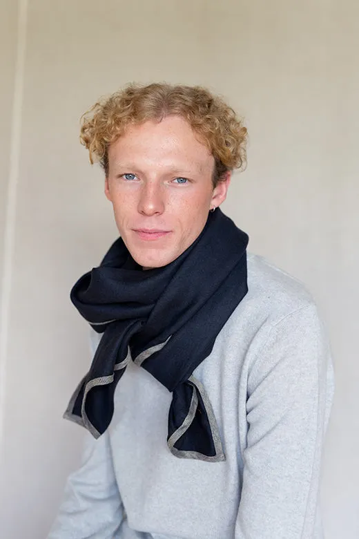 Navy with Ginger Trim High Five Linen Scarf sold by Stable of Ireland product image thumbnail 2