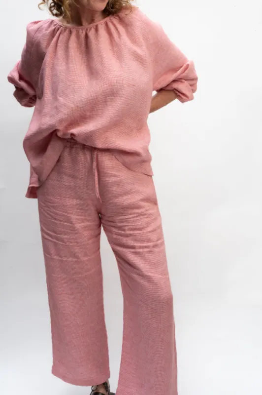 Irish Linen Trousers in Red Check sold by Stable of Ireland