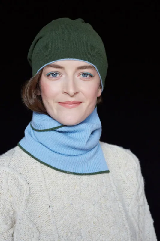 Olive Green Trim Cashmere Beanie sold by Stable of Ireland