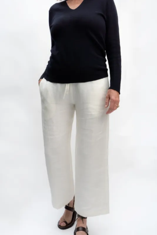 Irish Linen Trousers in White sold by Stable of Ireland