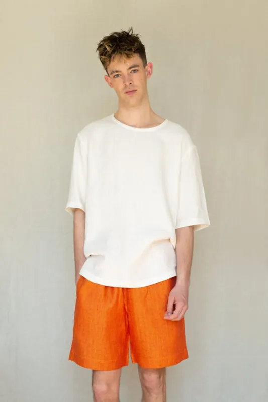 Orange Irish Linen Shorts For Men sold by Stable of Ireland