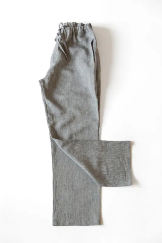 Grey Linen Leisure Trousers for Men sold by Stable of Ireland