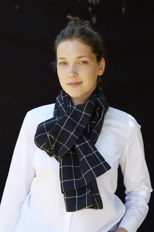 Black & White Check Linen Scarf sold by Stable of Ireland