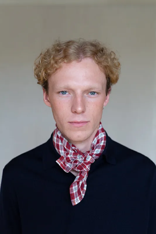 Red Check Polly Headscarf/Neck Scarf sold by Stable of Ireland